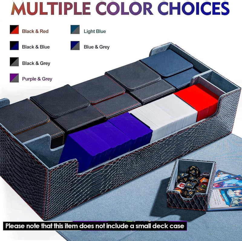 Scimi MTG Card Storage Box TCG Deck Case Holds Fits 5 Windows Decks Card Box Or 1800+ Sleeved Cards for MTG, YuGiOh, Uno, TCG, Trading Cards with Mat Case and Strong Magnet Closure (Black) - Image 2